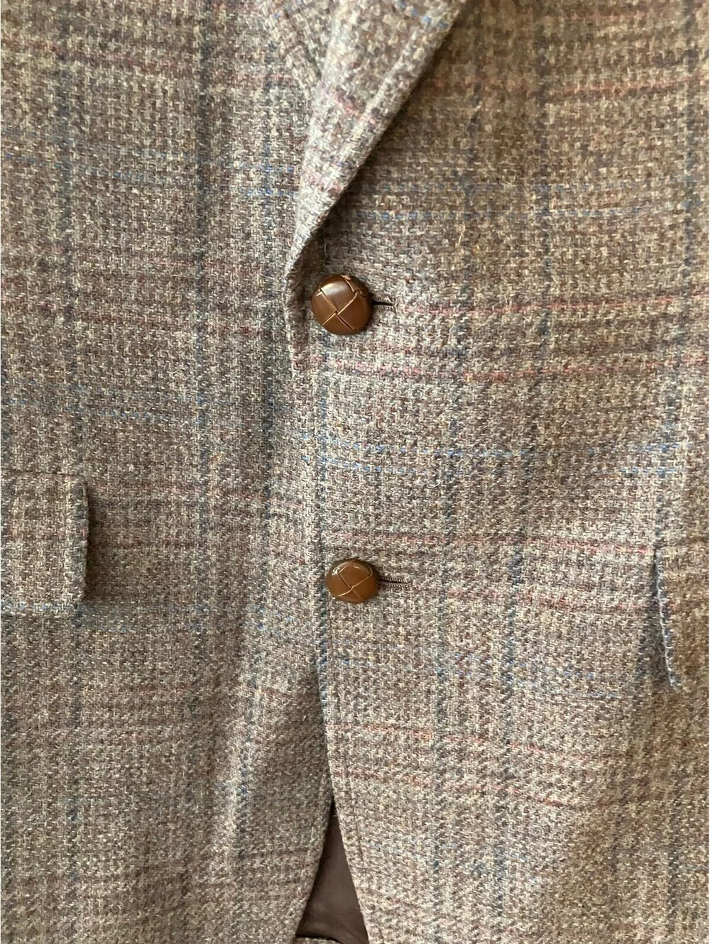 Vintage Hart Schaffner Marx Tweed Sport Coat Aprox 44R Brown Glen Plaid Wool